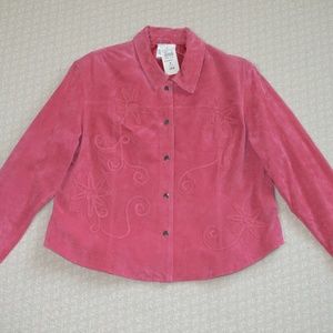 NWT Coldwater Creek Pink Suede Applique Jacket